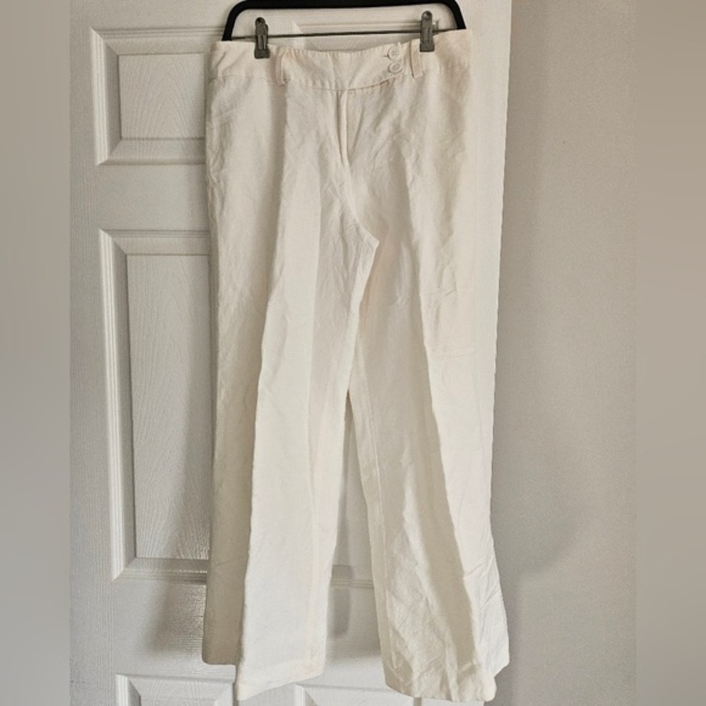 Ann Taylor Cream Straight-Leg Chinos